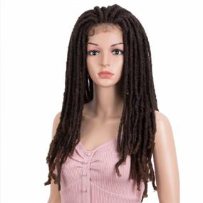img 3 attached to Joedir 22 "Dreadlock Lace Front Wig Crochet Braided Twist 3X6 Free Parting Wigs With Baby Hair for Black Women Synthetic Hair Wigs (Ombre Brown)