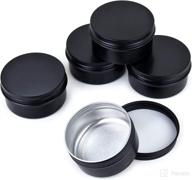 📦 healthcom 6 oz 12 packs black aluminum round screw top tins - empty slip slide metal containers for cosmetic samples, salves, crafts, spices, and candles - ideal for storage and organization logo