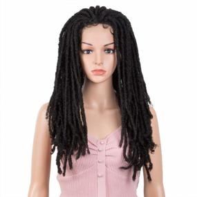 img 4 attached to Joedir 22 "Dreadlock Lace Front Wig Crochet Braided Twist 3X6 Free Parting Wigs With Baby Hair для чернокожих женщин Синтетические парики для волос (черный цвет)