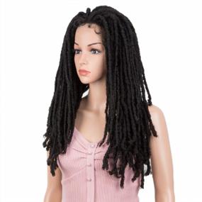 img 2 attached to Joedir 22 "Dreadlock Lace Front Wig Crochet Braided Twist 3X6 Free Parting Wigs With Baby Hair для чернокожих женщин Синтетические парики для волос (черный цвет)