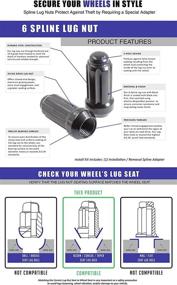 img 1 attached to 🔧 Set of 20 Black 14x1.5 Spline Lug Nuts - Locking Lugs Cone Seat, Small Diameter - 2" Long Wheel Lug Nut M14x1.50 Thread for Aftermarket Wheels - Dual Hex Key Included (20 Pack, Black)