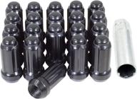 🔧 set of 20 black 14x1.5 spline lug nuts - locking lugs cone seat, small diameter - 2" long wheel lug nut m14x1.50 thread for aftermarket wheels - dual hex key included (20 pack, black) логотип