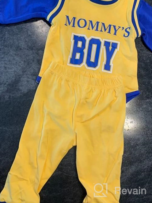 img 1 attached to Fall Sports Ready: Baby Boy Basketball Clothes Set With Long Sleeve Yellow Romper And Pants review by Kelly Zitzner