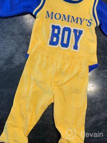 img 5 attached to Fall Sports Ready: Baby Boy Basketball Clothes Set With Long Sleeve Yellow Romper And Pants