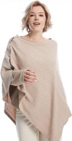 img 1 attached to MissShorthair Women'S Lightweight Knitted Scarf Poncho Sweater Cape Shawl Versatile Summer Fall Ponchos Wraps Cardigan