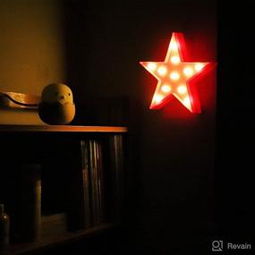 img 1 attached to Red Star Night Lights: Battery Operated LED Star Shaped Desk Table Lamp for Kids, Baby, Child, Girls | Nursery Room Wall Decor & Star Nightlight Gift