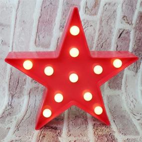 img 4 attached to Red Star Night Lights: Battery Operated LED Star Shaped Desk Table Lamp for Kids, Baby, Child, Girls | Nursery Room Wall Decor & Star Nightlight Gift