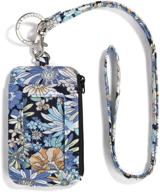 mngarista zip id case lanyard wallet with id holder, fashion signature cotton purse and lanyard logo