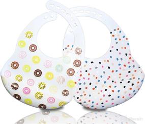 img 4 attached to Easy-Clean Silicone Baby Bibs - Soft & Waterproof, Stain-Resistant, Set of 2 Colors