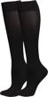 nuvein 15-20 mmhg travel compression socks for women & men to reduce swelling, knee high, closed toe, black, small logo