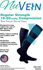 img 2 attached to NuVein 15-20 MmHg Travel Compression Socks For Women & Men To Reduce Swelling, Knee High, Closed Toe, Black, Small