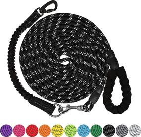 img 4 attached to 🐾 Dog Leash: Heavy Duty 3/4/5/6/10/15/20/30/50/100/150FT with Swivel Lockable Hook, Reflective Threads, and Comfortable Padded Handle for Walking Small to Large Dogs