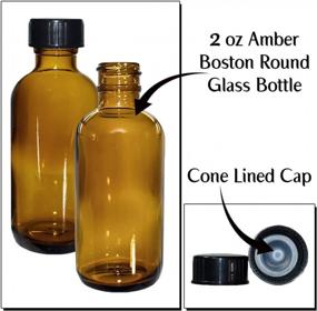 img 2 attached to 24-Pack 2 Oz. Amber Boston Round Glass Bottles With Black Cone Caps - GBO GLASSBOTTLEOUTLET.COM