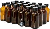 24 упаковки по 2 унции. круглые стеклянные бутылки amber boston с черными коническими крышками - gbo glassbottleoutlet.com логотип