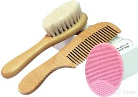 img 3 attached to 👶 Eycikafa 3 Piece Baby Hair Brush & Comb Set: Goat Bristles and Silicone Brushes for Cradle Cap Treatment, Wood Bristle Brush for Newborns and Toddlers