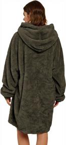 img 3 attached to Wearable Sherpa Blanket Hoodie With Sleeves And Pocket For Women And Men - Cozy Thick Big Blanket Sweatshirt In Army Green (Medium) By Makkrom