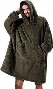 img 2 attached to Wearable Sherpa Blanket Hoodie With Sleeves And Pocket For Women And Men - Cozy Thick Big Blanket Sweatshirt In Army Green (Medium) By Makkrom