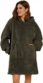 img 4 attached to Wearable Sherpa Blanket Hoodie With Sleeves And Pocket For Women And Men - Cozy Thick Big Blanket Sweatshirt In Army Green (Medium) By Makkrom