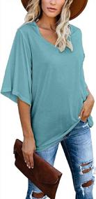 img 4 attached to Cordat Women'S Loose V-Neck Bell Sleeve Blouse: Elegant And Comfortable T-Shirt Style For 2023