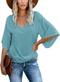 img 3 attached to Cordat Women'S Loose V-Neck Bell Sleeve Blouse: Elegant And Comfortable T-Shirt Style For 2023