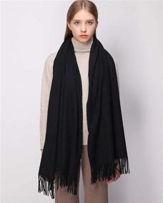 img 2 attached to Cashmere Pashmina Shawls Thicker Scarves Women's Accessories ~ Scarves & Wraps