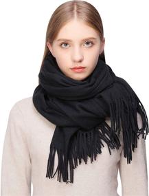 img 4 attached to Cashmere Pashmina Shawls Thicker Scarves Women's Accessories ~ Scarves & Wraps