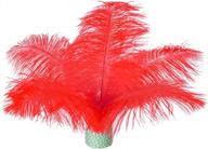 20 natural red ostrich feathers plumes 8-10 inches (20-25cm) for diy christmas decorations, wedding centerpieces, gatsby theme decor, and more by piokio logo