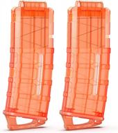 holiky 12-darts drum magazine suitable for popular toy guns, 2 pack banana clips fit for n-strike elite guns, fortnite and modulus toys, backup darts mag for party (orange) logo