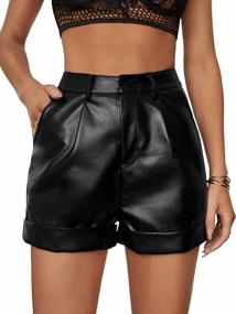 img 4 attached to WDIRARA Women'S High Waisted PU Leather Shorts Roll Hem Shorts With Pockets