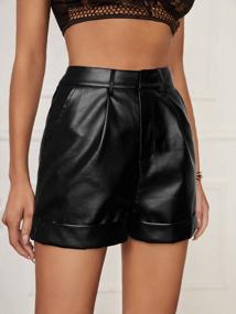 img 2 attached to WDIRARA Women'S High Waisted PU Leather Shorts Roll Hem Shorts With Pockets