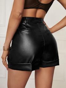 img 3 attached to WDIRARA Women'S High Waisted PU Leather Shorts Roll Hem Shorts With Pockets