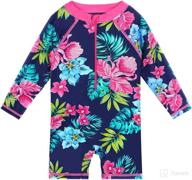 👶 huaaniue baby/toddler girl swimsuit: long sleeve rashguard swimwear for maximum sun protection logo