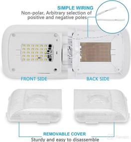 img 1 attached to Miady 12Вт Внутренние освещение для кемпера, автомобиля, прицепа и лодки - 750 люмен, светодиодный двойной купол светильника 🚐 со встроенным выключателем - натуральная белая подсветка 4000-4500К - 60X2835SMD - набор из 5 штук