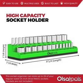 img 2 attached to 🔧 Magnetic Socket Holder | 1/4-inch Drive | Metric | Green | Holds up to 26 Sockets | High-Quality Professional Tools Organizer by Olsa Tools