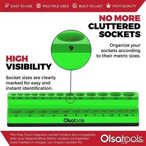 img 3 attached to 🔧 Magnetic Socket Holder | 1/4-inch Drive | Metric | Green | Holds up to 26 Sockets | High-Quality Professional Tools Organizer by Olsa Tools