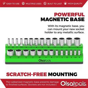 img 1 attached to 🔧 Magnetic Socket Holder | 1/4-inch Drive | Metric | Green | Holds up to 26 Sockets | High-Quality Professional Tools Organizer by Olsa Tools