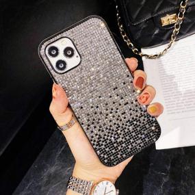 img 3 attached to AHTONG For IPhone 12 Case Gradient Bling Case With Glitter Sparkle Diamond, Shiny Crystal Rhinestone TPU Bumper Protective Case Cover For IPhone 12 Pro,Silver-Black(6.1 Inch)
