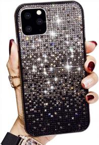 img 4 attached to AHTONG For IPhone 12 Case Gradient Bling Case With Glitter Sparkle Diamond, Shiny Crystal Rhinestone TPU Bumper Protective Case Cover For IPhone 12 Pro,Silver-Black(6.1 Inch)