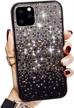 ahtong for iphone 12 case gradient bling case with glitter sparkle diamond, shiny crystal rhinestone tpu bumper protective case cover for iphone 12 pro,silver-black(6.1 inch) logo