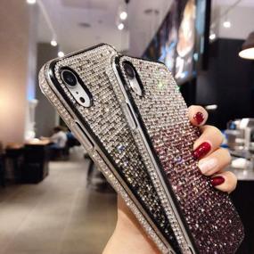 img 2 attached to AHTONG For IPhone 12 Case Gradient Bling Case With Glitter Sparkle Diamond, Shiny Crystal Rhinestone TPU Bumper Protective Case Cover For IPhone 12 Pro,Silver-Black(6.1 Inch)
