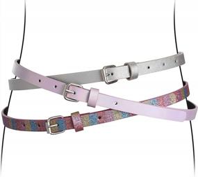 img 2 attached to Colorful Assortment Of Belts For Girls - Rainbow, Black, And Silver (3-Pack)