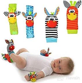 img 3 attached to 👶 HUGGLER Infant Developmental Texture Toys: Foot Finders & Wrist Rattles + Baby Toy Socks & Wrist Rattle Set – Enhancing Motor Skills for Boys & Girls. Baby Toys 0-3 3-6 Months