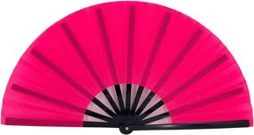 img 3 attached to STHUAHE Large Folding Fans: The Perfect Accessory For Music Festivals, Parties, And Gifts In Striking Rose Red Color