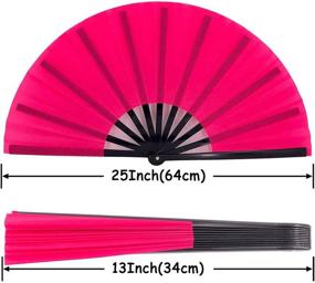 img 2 attached to STHUAHE Large Folding Fans: The Perfect Accessory For Music Festivals, Parties, And Gifts In Striking Rose Red Color