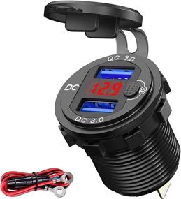 img 4 attached to 🔌 Upgraded Version: Quick Charge 3.0 Dual 12V USB Car Charger with Digital Voltmeter - Waterproof & Power Switch Button for Marine Boat, Motorcycle, Truck, Golf Cart, and More