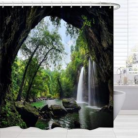 img 4 attached to Transform Your Bath Into A Tropical Paradise With BROSHAN Nature Shower Curtain & Decor Set