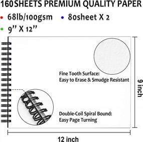 img 2 attached to 📚 Shuttle Art Sketch Books, 9 x 12 - 160 Sheets - Ideal for Drawing, School Supplies - 2 Pack