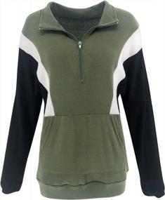 img 1 attached to Color Block Women'S Casual Sweatshirt With Zipper, Long Sleeves, Loose Fit, And Pockets - Perfect For Everyday Wear