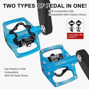 img 3 attached to MZYRH Flat Platform Mountain Bike Pedals With SPD Dual Function, Sealed Bearings, Aluminum Body, And Cleats - Compatible With 9/16" Bikes
