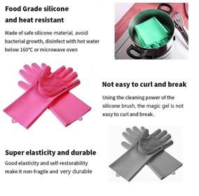 img 3 attached to Revolutionary Magic Dishwashing Cleaning Sponge Gloves: Reusable Silicone Brush Scrubber for Effortless Cleaning